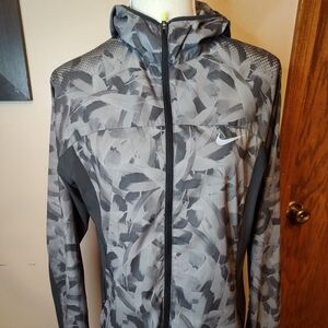Nike running lightweight hooded full zip jacket - Large gray feather print